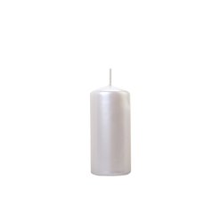 Válcová svíčka bílá perleť 12 cm